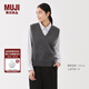 無(wú)印良品（MUJI）女式 米蘭諾羅紋編織 背心 針織女裝上衣馬甲25年秋季 BA1QPA5A 深灰色 M (160/84A)