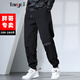 坦野大碼男裝休閑褲男春秋胖子男裝褲子男加肥加大肥佬運動(dòng)長(cháng)褲男寬松 k10724黑色 2XL 【建議160-185斤】
