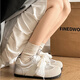 梵昇昱德訓鞋女2026新款春季百搭軟底休閑平底輕便蕾絲綁帶銀色板鞋女生 德訓鞋【銀色】 38 偏小碼