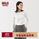 無(wú)印良品（MUJI）女式 起毛羅紋編織圓領(lǐng)長(cháng)袖T恤女裝上衣內搭25年秋季 BB2UBA5A 白色 M (160/84A)