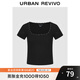UR2025秋季新款女裝氣質(zhì)優(yōu)雅蕾絲蝴蝶結(jié)短款T恤UWM450176 黑色 L