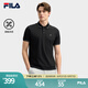 FILA 斐樂官方男子針織短袖領(lǐng)航POLO衫2025夏季新款商務(wù)休閑涼感上衣 正黑色-BK 2XL 185/104A/XXL