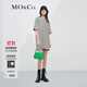 MO&Co.愛心織嘜刺繡落肩條紋短袖連衣裙氣質(zhì)高端裙子女摩安珂 杏黑條-第2批 S 160