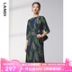 藍地（LANDI）圓領(lǐng)藝術(shù)印花壓褶連衣裙女年春季新款小個子裙子 花色 L