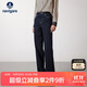 Navigare意大利小帆船女士磨毛闊腿牛仔褲厚款丹寧長(cháng)褲2332574509 藍 XL 