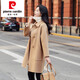 皮爾卡丹（pierre cardin）雙面羊絨大衣女中長(cháng)款2025年冬季新款寬松高端駝色牛角扣毛呢外套 駝色 XS 85-105斤