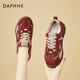 DAPHNE達芙妮厚底老爹鞋女春季新款女鞋休閑百搭拼色阿甘鞋學(xué)生運動(dòng)鞋子 米紅色 單層 跟高4.5cm 38 (240mm) 標準碼
