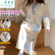 草景家（caojingjia）帶胸墊孕婦睡衣秋冬季待產(chǎn)裙加厚月子服春秋產(chǎn)婦產(chǎn)后大碼哺乳睡裙 ASY7782裙#贈同款頭巾 XL碼  建議體重120-135斤左右