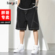 坦野大碼男裝短褲男胖子男裝加肥加大男短褲寬松休閑撞色線(xiàn)牛仔褲男裝 k10802黑色（棉） 6XL 【建議255-280斤】