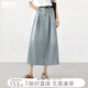 對白復古淺藍色牛仔半身裙女夏2025新款梨型身材顯瘦中長(cháng)款A字裙 復古牛仔藍 M
