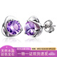 JOLEE耳釘S925銀愛(ài)心簡(jiǎn)約天然紫水晶彩寶耳墜飾品送女生七夕情人節禮物