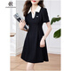 clotho Rennie品牌女裝時(shí)尚polo領(lǐng)連衣裙女夏2025新款收腰顯瘦通勤短袖小黑裙 黑色 2XL