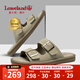 楓葉（leaveland）拖鞋男夏季新品英倫風(fēng)都市簡(jiǎn)約一字拖外穿帶扣軟底休閑涼鞋 沙色(皮鞋碼) 41