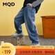 馬騎頓（MQD）男童秋季新款學(xué)院風(fēng)中大童休閑百搭直筒牛仔褲子 中牛仔藍 150
