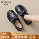 卓詩尼厚底樂福鞋女2025年秋季新款蝴蝶結(jié)學(xué)院風(fēng)單鞋女粗跟英倫風(fēng)小皮鞋 黑色 37
