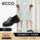 愛(ài)步（ECCO）厚底樂(lè )福鞋女倪妮同款英倫風(fēng)一腳蹬厚底增高牛皮女鞋 蹤跡220723 黑色22072301001 36 （尺碼偏?。? title=