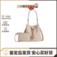 蔻馳【七夕禮物】蔻馳 Rowan22 經(jīng)典 皮革 水桶包手提包 小號 女款 沙黃色拼灰褐色 CBH07-SVPWH 現貨