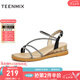 天美意涼鞋女商場(chǎng)同款閃鉆細(xì)帶坡跟簡(jiǎn)約女鞋CTI16BL3 黑色 35