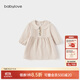 babylove女寶寶連衣裙春秋純棉紗布裙子可愛(ài)娃娃領(lǐng)嬰兒法式甜美刺繡裙 縞羽白 80