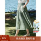 茵曼（INMAN）A字半身裙2025夏新款薄荷曼波通勤中長(cháng)裙子 墨綠色 -18322205H1 M