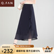 恰凡（QIAFAN）雪紡半身裙女2025夏季新款小個(gè)子裙子中長(cháng)款不規則半裙薄款A字裙 藏藍色 M 27 /2尺/建議90-102斤