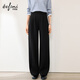 伊芙麗（eifini）蔣欣代言醋酸針織松緊腰百搭休閑褲冬季新款厚實(shí)直筒拖地褲 黑色小個(gè)子版 M /160/64A/