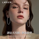 Lnieer爆閃銀色大耳圈999足銀針圓圈耳環(huán)女簡約氣質素圈適合圓臉的耳飾 6cm滿鉆耳圈【個性夸張999足銀耳針】