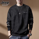 JEEP SPIRIT正品吉普高端衛(wèi)衣男重磅麂皮絨春季新款寬松大碼美式長袖上衣男 320黑色衛(wèi)衣 XL 碼 適合140-160斤