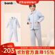 斑比綿兒童睡衣男童冬季加厚夾棉女童寶寶秋冬新款外穿家居服套裝 TZ2503 淺藍(lán) 兒童家居套裝 150 建議身高150-160cm
