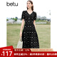 百圖betu女裝夏季新款連衣裙優(yōu)雅V領百搭簡約X型連衣裙女2403T97 黑色 S