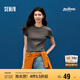 森馬（Semir）瘋狂動(dòng)物城短袖T恤女短款修身顯瘦夏2025刺繡套頭衫109325100022