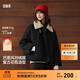 森馬（Semir）羽絨服女插肩袖可脫卸毛領(lǐng)2025新款冬季oversize花苞外套復古 黑色調（灰鴨絨）00399（特寬松介意可拍小一碼） M