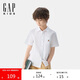 GAP男童2025夏季新款牛津紡小熊刺繡翻領短袖襯衫兒童裝767170