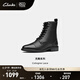 Clarks其樂(lè)克隆系列女鞋秋冬英倫風(fēng)騎士靴復(fù)古側(cè)拉鏈工裝高幫皮靴 黑色 261747754 37.5