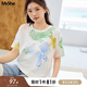 MsShe【珠地棉暈染印花短袖T恤】大碼女裝2025夏裝胖mm巨顯瘦上衣 B款-純白色現貨 2XL