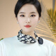 磁吸扣絲巾女2026春秋新款護頸圍脖搭襯衫領(lǐng)巾裝飾女生禮物高級感 藏青字母【磁扣小絲巾】