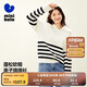 迷你巴拉【mini親子】女童毛衫軟糯條紋長(cháng)袖針織衫母女裝 白黑色調00419-媽媽款 170