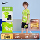 NIKE 耐克男童短袖T恤+短褲2件套裝夏季時(shí)尚滿印舒適運(yùn)動(dòng)兒童短袖套裝 嫩芽綠 130 /64 【建議身高116-122cm】