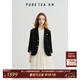 茶·愫【通勤文藝】puretea茶愫黑色西裝絲絨短外套女七分袖2025夏新款 石墨黑 L