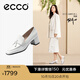 愛(ài)步（ECCO）單鞋女 倪妮同款女鞋一腳蹬粗跟正裝皮鞋高跟鞋女 型塑290943 HL 亮白色29094301002 36
