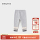 babylove嬰幼兒加絨打底褲秋冬保暖褲子拼接彈力褲寶寶百搭休閑褲 淺麻灰 80