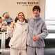 Teenie Weenie睡衣女冬季小熊情侶家居服加厚保暖外套男可外穿 霧霾藍 【閑日柔彩|立領(lǐng)】男 XL