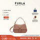 芙拉（FURLA）【明星同款】FURLA芙拉FLOW牛皮迷你女士通勤簡約手提包斜挎包 灰褐色