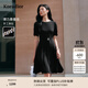珂萊蒂爾【桑蠶絲】2025年夏季新款優(yōu)雅浪漫氣質(zhì)時(shí)尚釘鉆連衣裙女 黑色 L