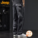 吉普（JEEP）美國正品純棉工裝休閑褲秋冬季新款男士寬松直筒修身長褲子春秋 深灰色 【官方正品】 XL 【適合145斤左右】