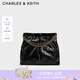 CHARLES&KEITH子母鏈條大容量流浪包托特包單肩斜挎包女包七夕禮物CK2-40671449 Black黑色 L