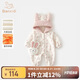 班喜迪嬰兒衣服秋冬女寶寶連體衣公主洋氣外出服嬰幼兒薄絨連帽哈衣春秋 米色 90cm