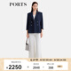PORTS寶姿女裝2025春夏新款商務(wù)百搭通勤丈青藍七分袖西裝短夾克 丈青色 XS （2）
