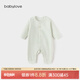 babylove嬰兒連體衣春秋款純棉男女寶寶哈衣居家爬服簡(jiǎn)約純色家居睡衣 淡綠 66cm