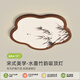 凡真臥室吸頂燈中古風(fēng)胡桃木紋宋式美學(xué)新中式創(chuàng  )意花朵竹韻護眼書(shū)房燈 胡桃木色 D款 46CM 三色變光